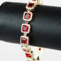 Pave Trimmed Medium Square Stones Tennis Bracelet