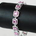 Pave Trimmed Medium Square Stones Tennis Bracelet