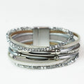 Strips Stones Beads & Metal Sliders Magnetic Bracelet
