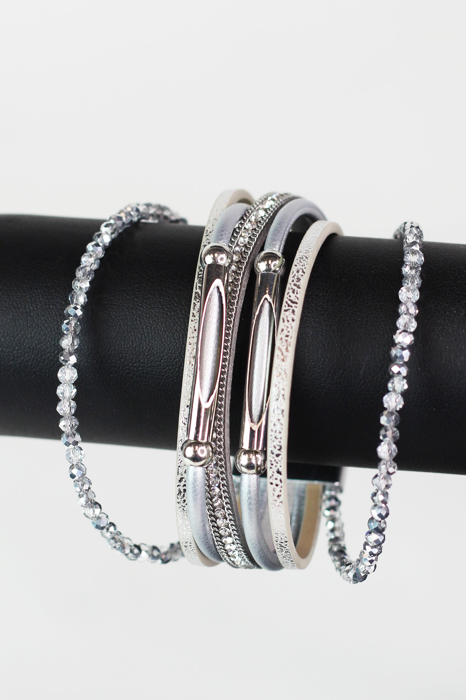 Strips Stones Beads & Metal Sliders Magnetic Bracelet