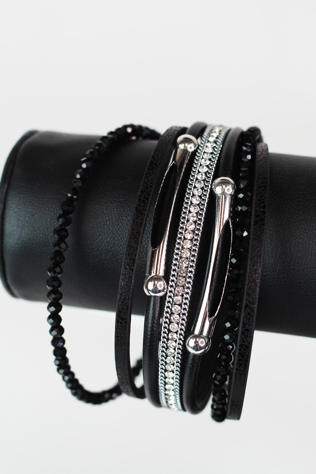 Strips Stones Beads & Metal Sliders Magnetic Bracelet