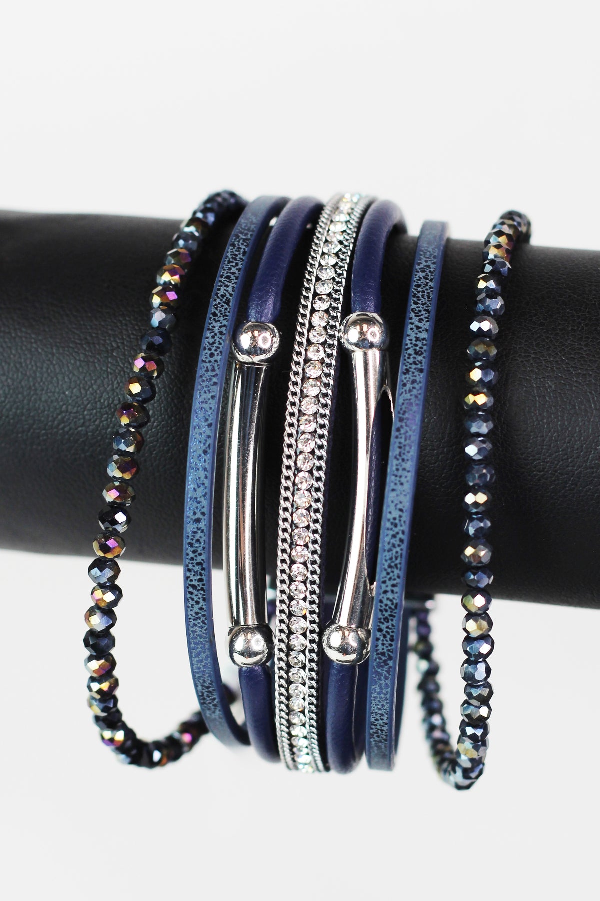 Strips Stones Beads & Metal Sliders Magnetic Bracelet