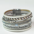 Wide Stones Beads Rope & Strips Magnetic Bracelet