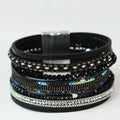 Wide Stones Beads Rope & Strips Magnetic Bracelet