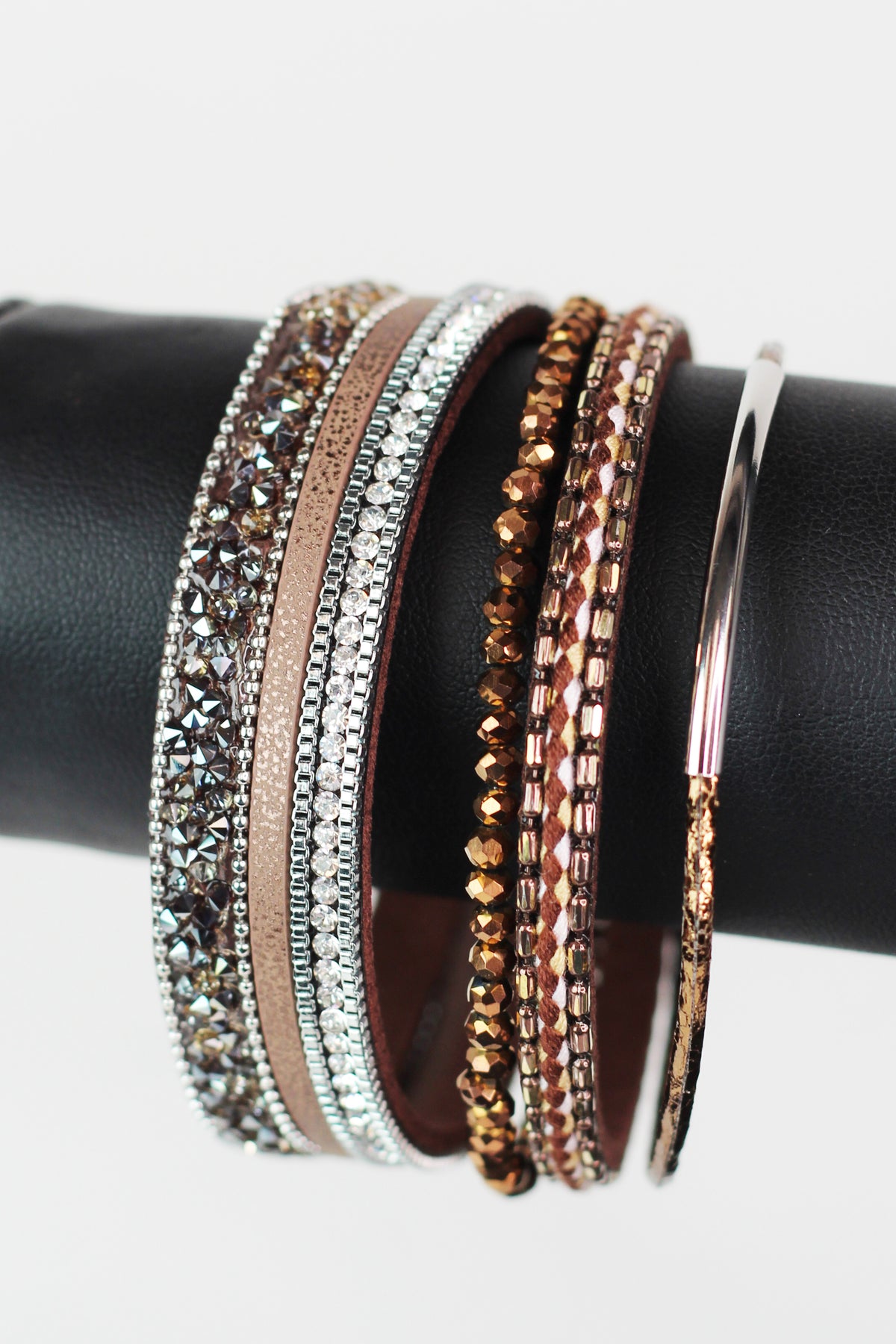 Wide Stones Slider Beads &amp; Strips Magnetic Bracelet