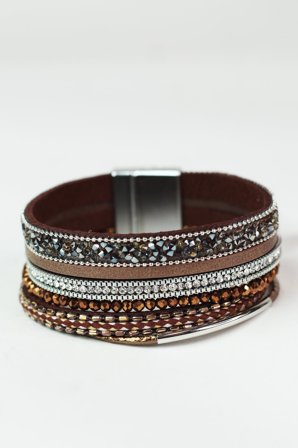 Wide Stones Slider Beads & Strips Magnetic Bracelet