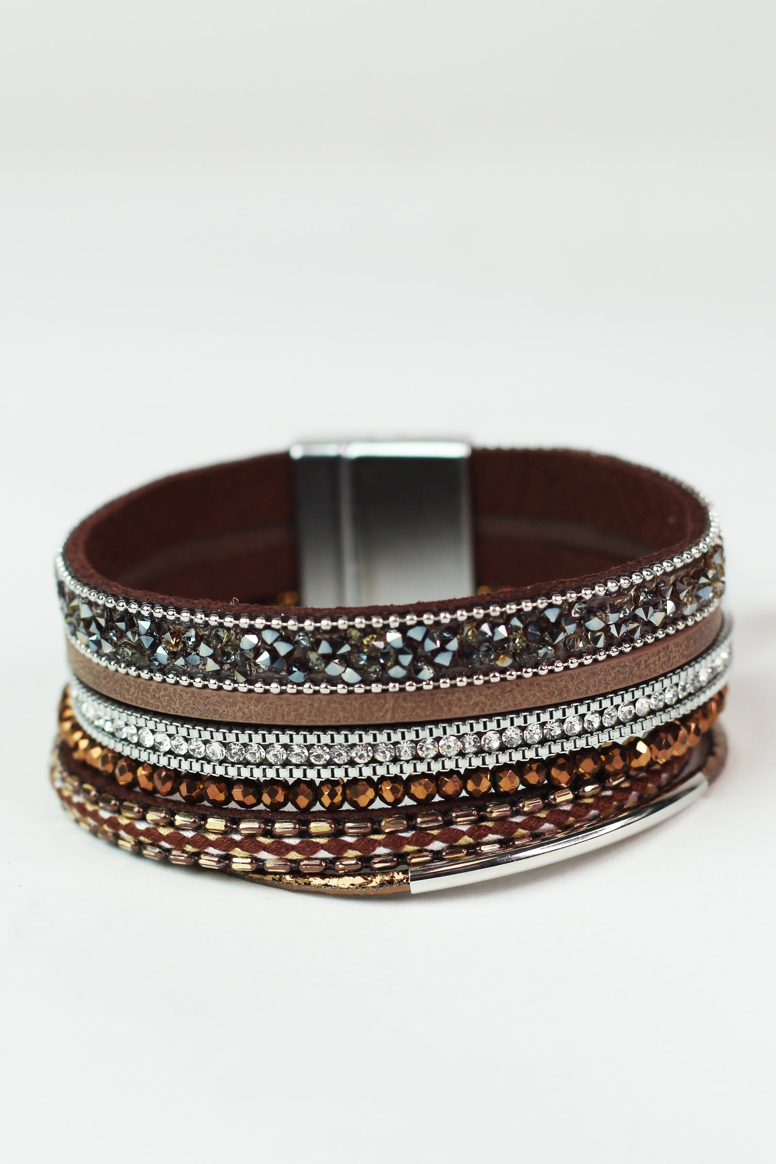 Wide Stones Slider Beads & Strips Magnetic Bracelet