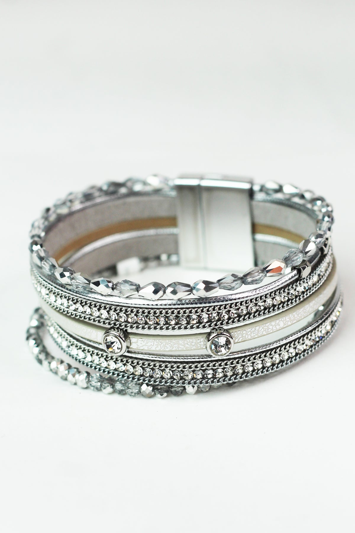 Strips Beads Stones & 2 Sliders Magnetic Bracelet
