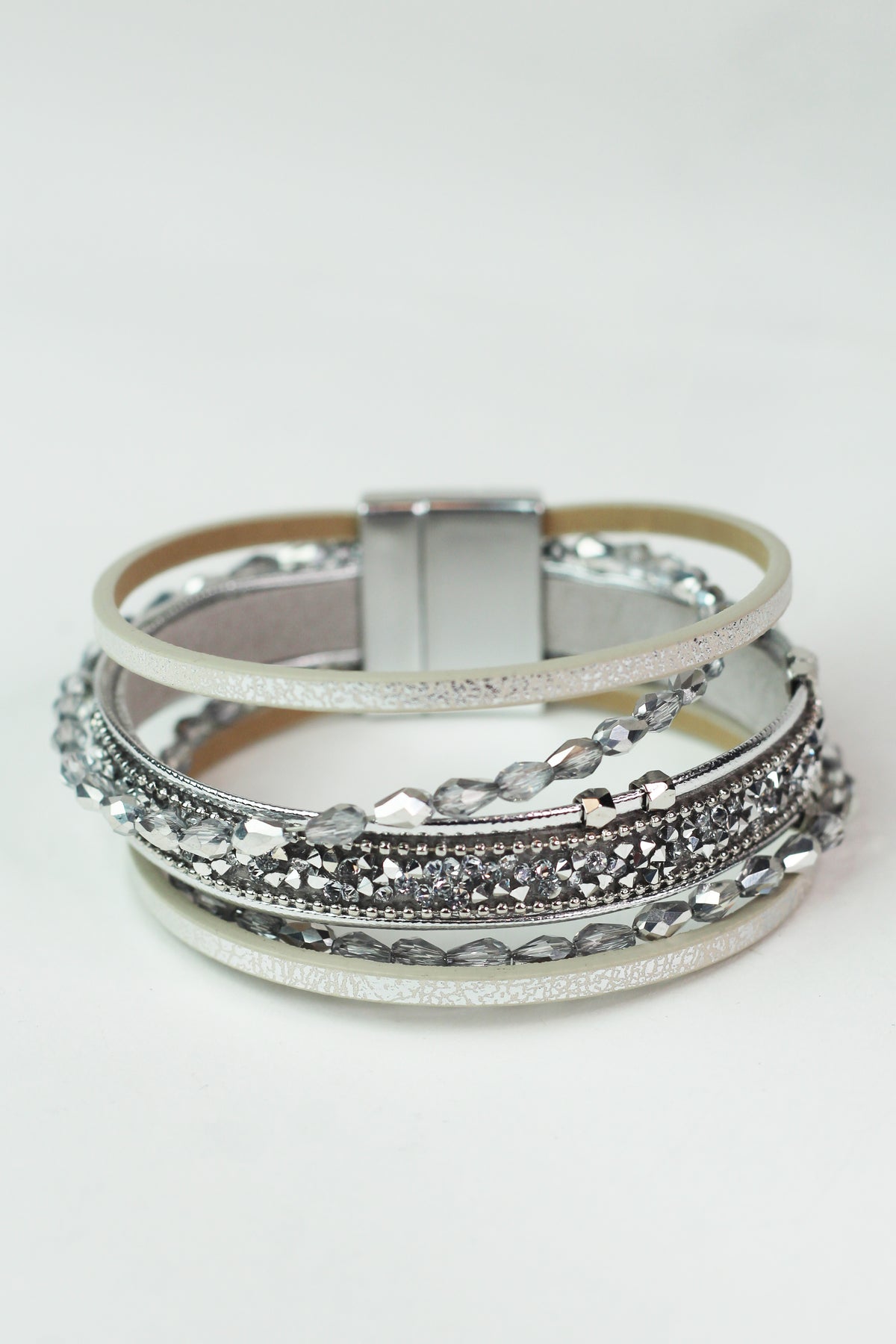 Barrel Beads Strips & Stones Magnetic Bracelet