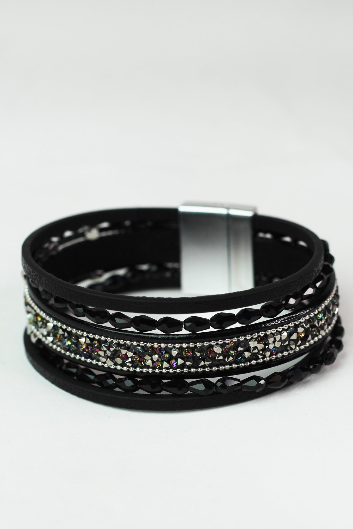 Barrel Beads Strips & Stones Magnetic Bracelet