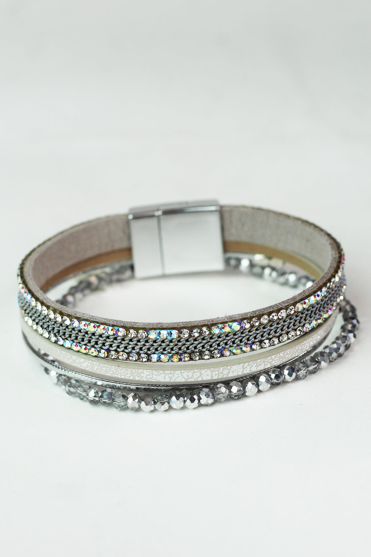 Thin Beads Strips Chains &amp; Stones Magnetic Bracelet