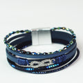 Thin Barrel Beads Stones Strips & Pave Infinity Magnetic Bracelet