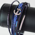 Thin Strips Stones & Pave Anchor Magnetic Bracelet