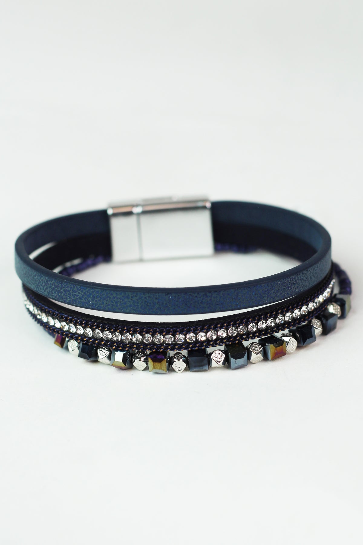 Thin Square Beads Stones Chains & Strip Magnetic Bracelet