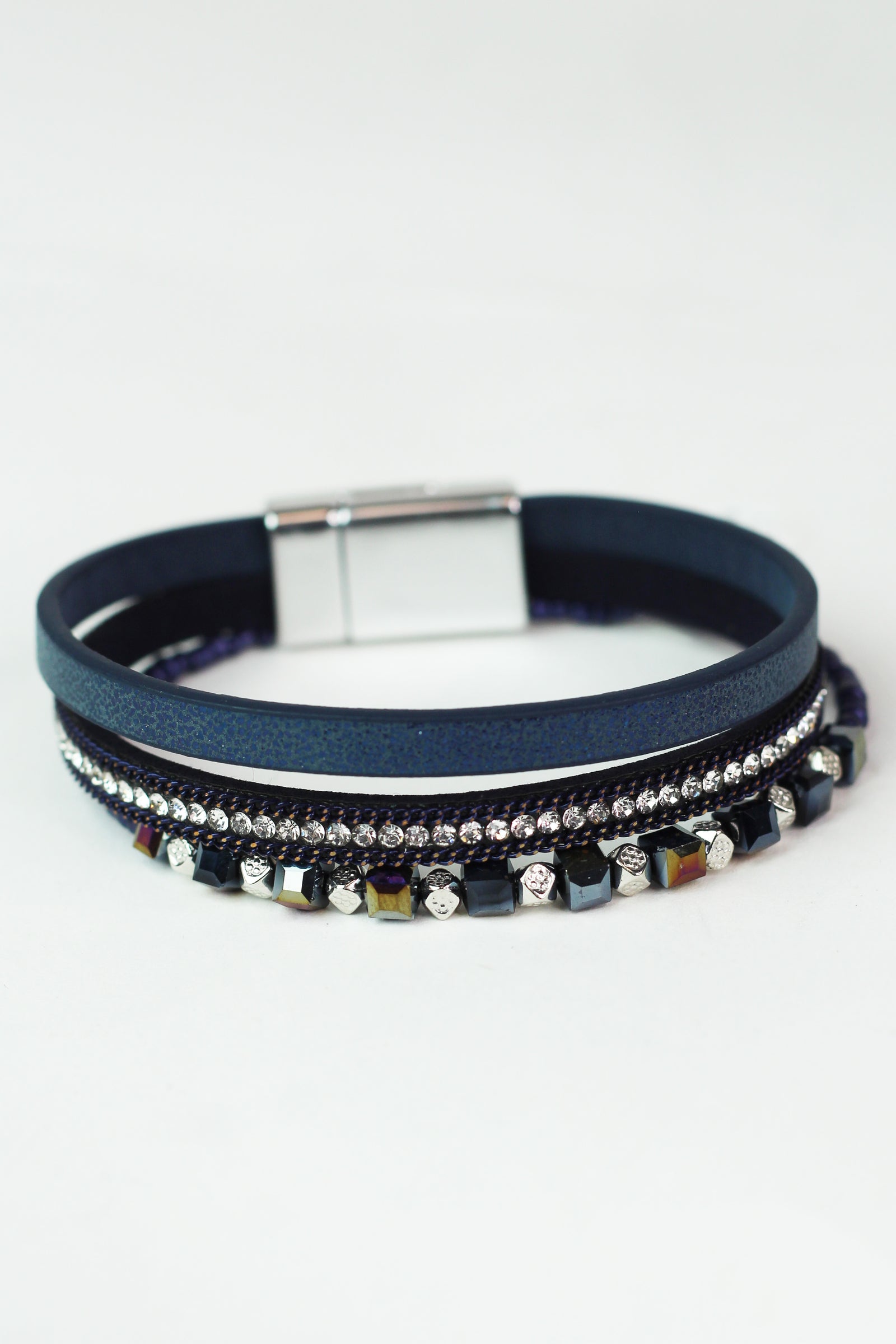 Thin Square Beads Stones Chains & Strip Magnetic Bracelet