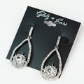 Rhinestone Open Teardrop & Inner Oval Burst Earrings