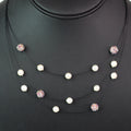 3 Strand Wire Necklace w/ Spaced Pearls & Shambala Beads