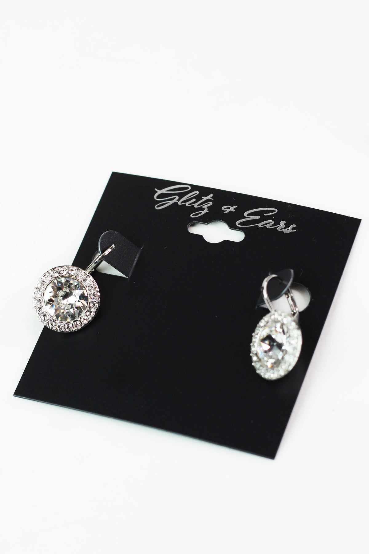 Pave Trimmed Large Stone Lever Back Earring