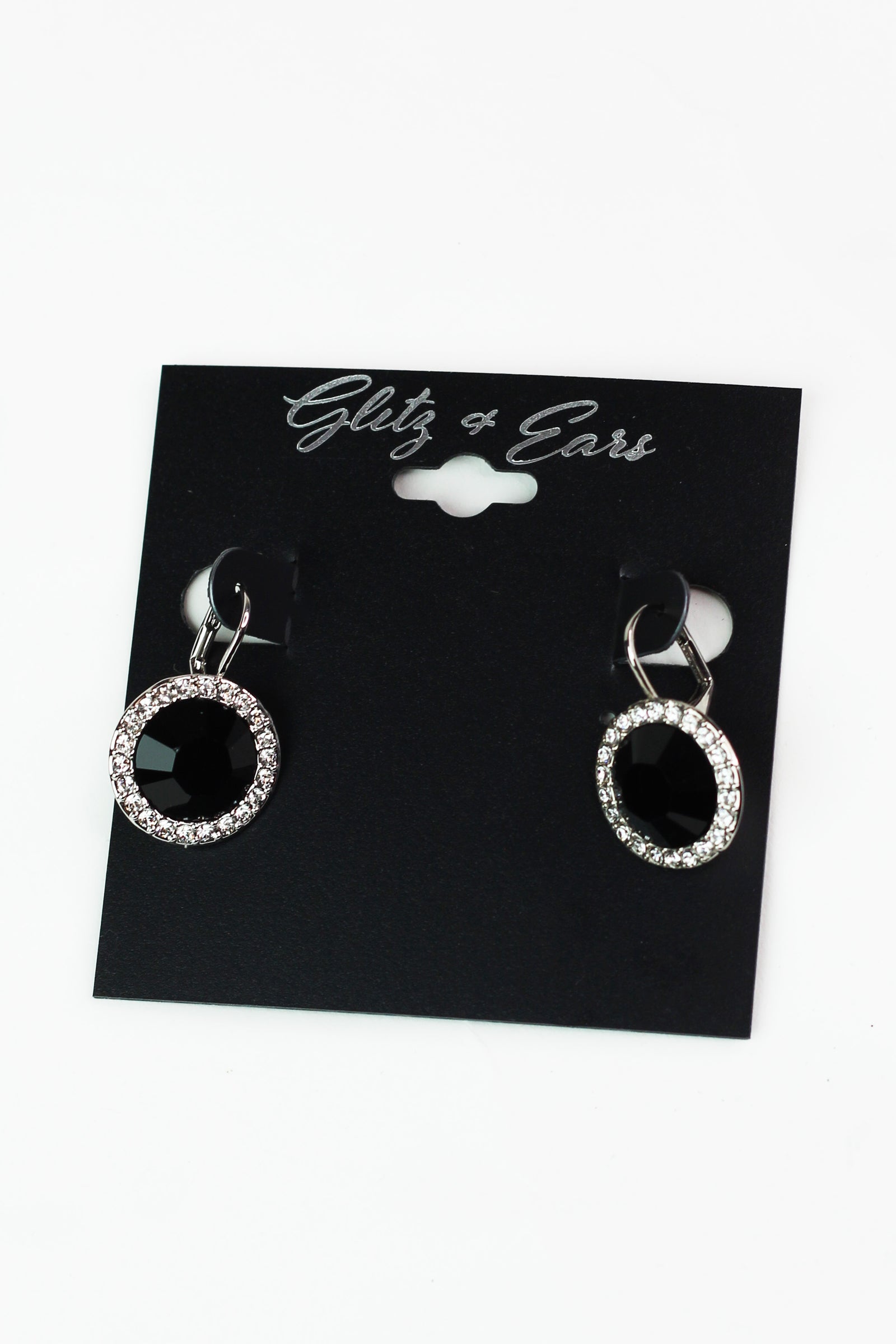 Pave Trimmed Large Stone Lever Back Earring