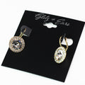 Pave Trimmed Large Stone Lever Back Earring