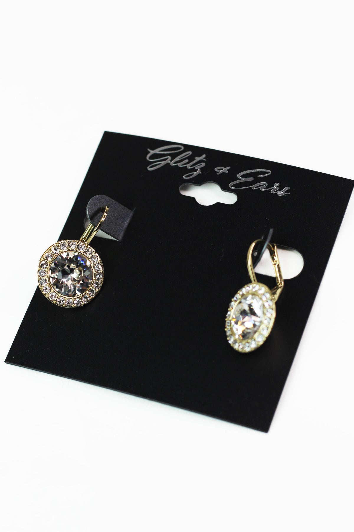 Pave Trimmed Large Stone Lever Back Earring