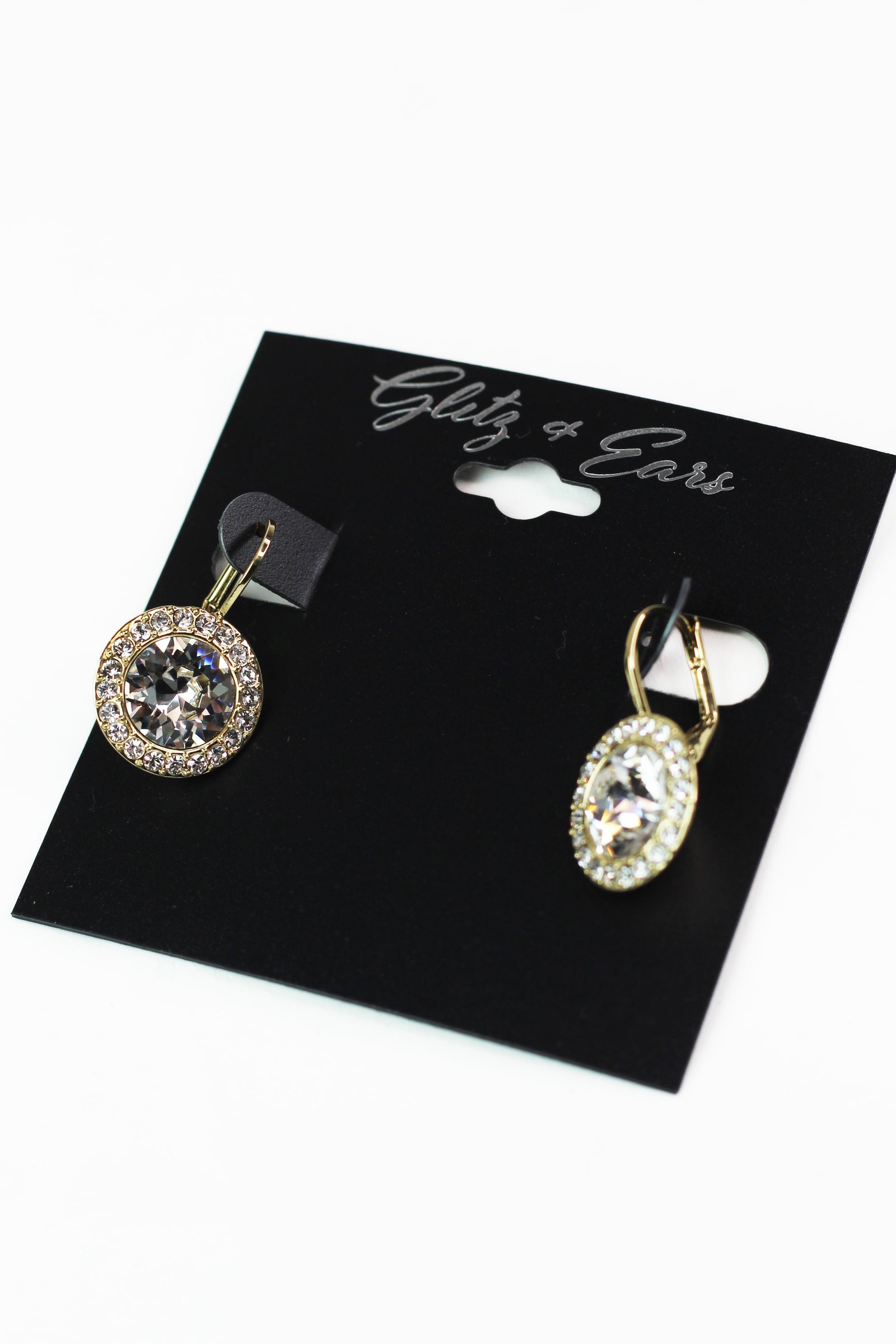 Pave Trimmed Large Stone Lever Back Earring
