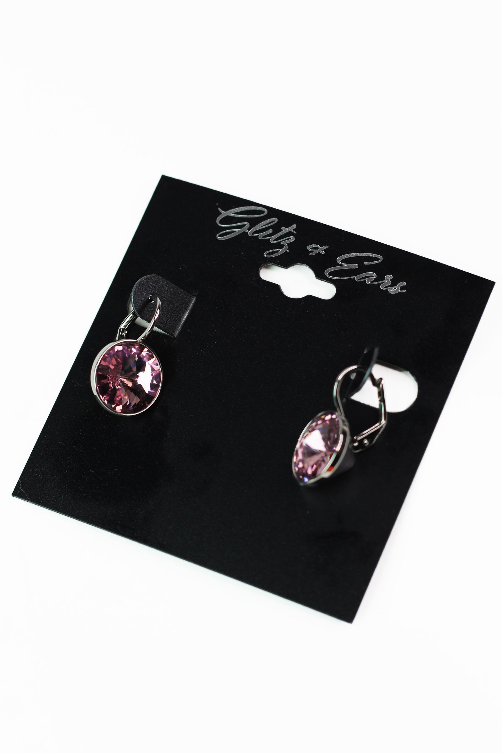 Large Stone Lever Back Silver Earring