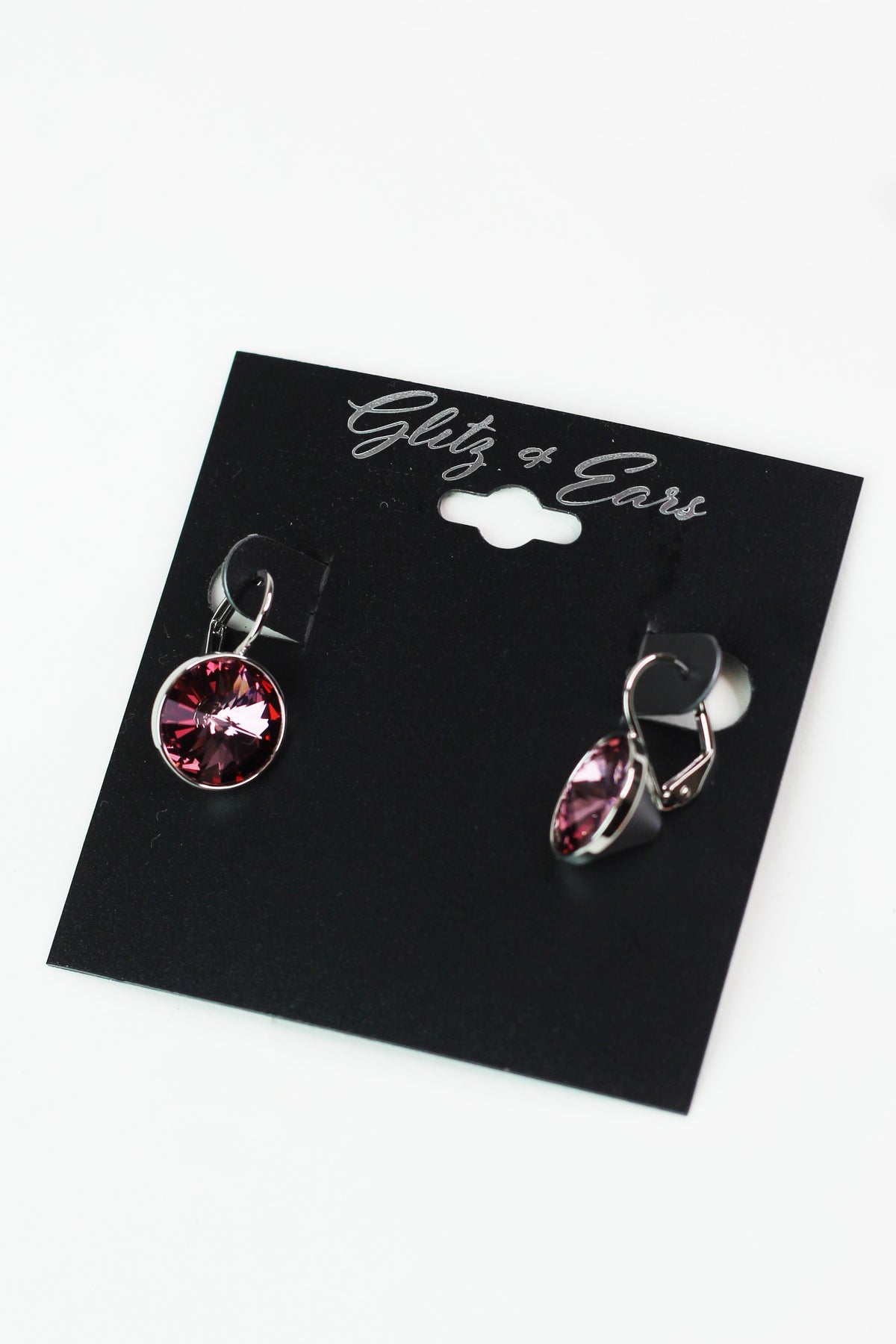 Large Stone Lever Back Silver Earring