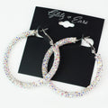 Lg Thick All Rhinestone Lever Back Hoop Earrings