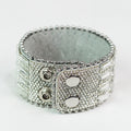 Baguette & Rhinestone Genuine Leather Snap Bracelet