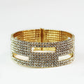 Rhinestone & Rectangle Cutouts Cuff Bracelet