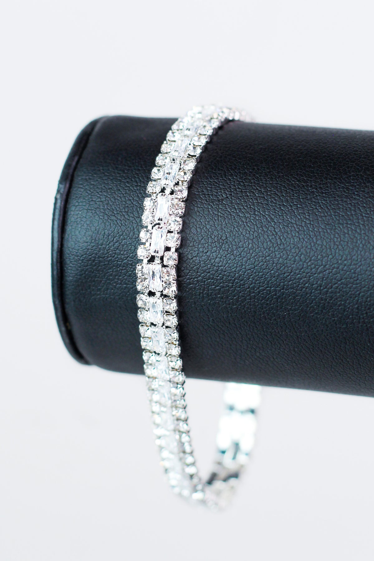 Baguette Center Rhinestone Tennis Bracelet