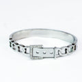 Open Links & Center Pave Buckle Metal Bangle
