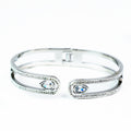 Open Pave Curves & Teardrops Metal Bangle