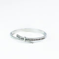 Pave & Rhinestone Row Curved Ends Metal Bangle
