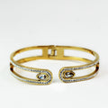 Open Pave Curves & Teardrops Metal Bangle