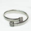 Wrapped Metal Coil Bracelet w/ Square Stone Ends