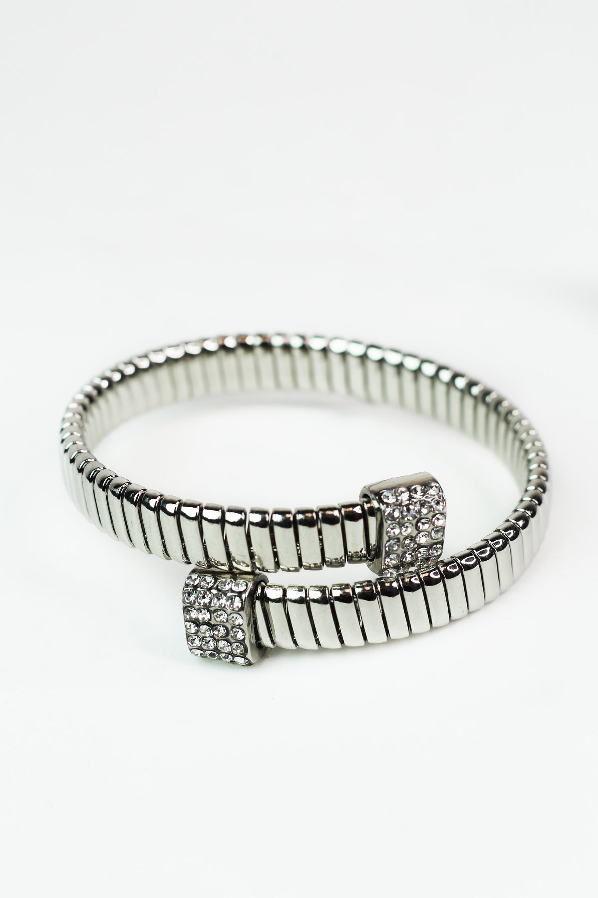 Wrapped Metal Coil Bracelet w/ Square Stone Ends