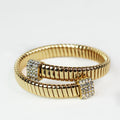Wrapped Metal Coil Bracelet w/ Square Stone Ends