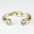 Matte Hammered Open Bangle w/ Oval Stone Ends