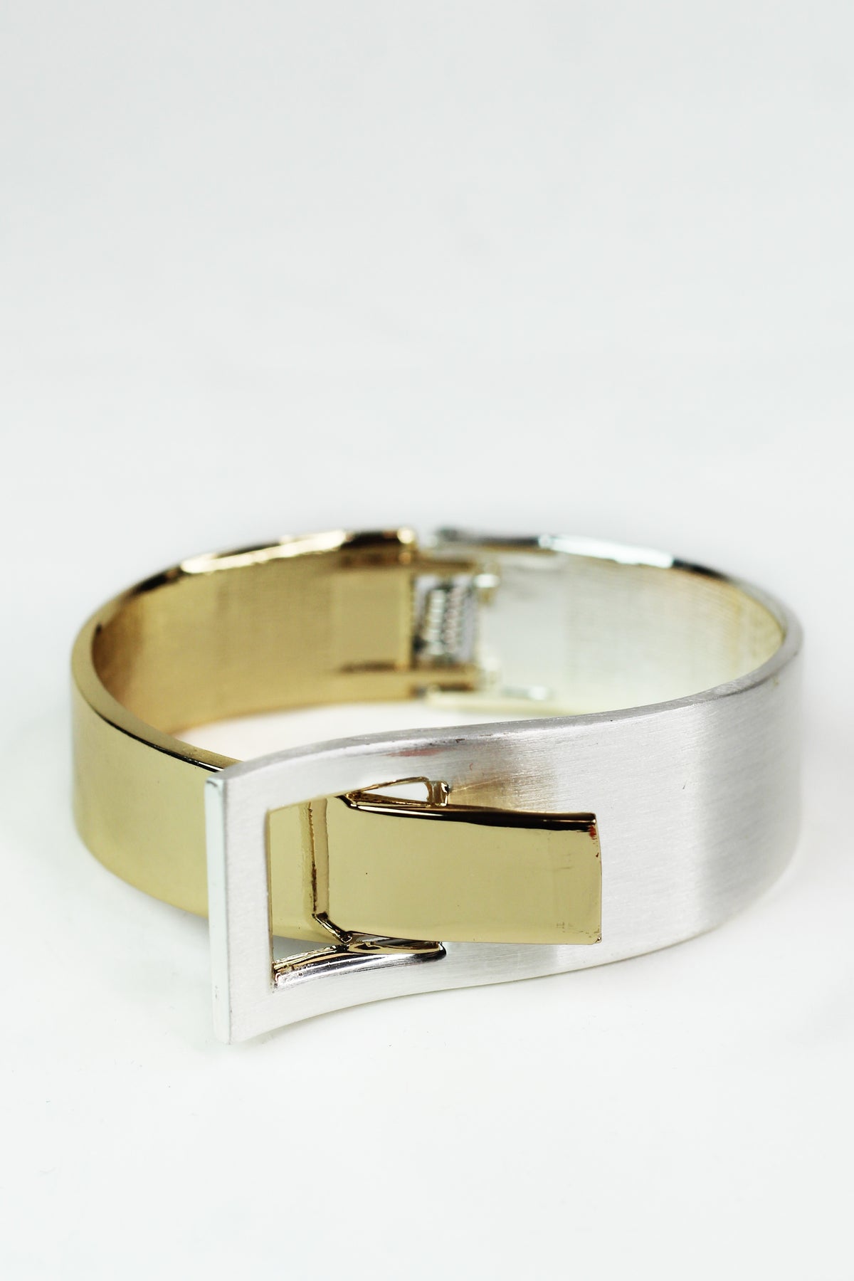Two Tone Overlapping Metal Bangle