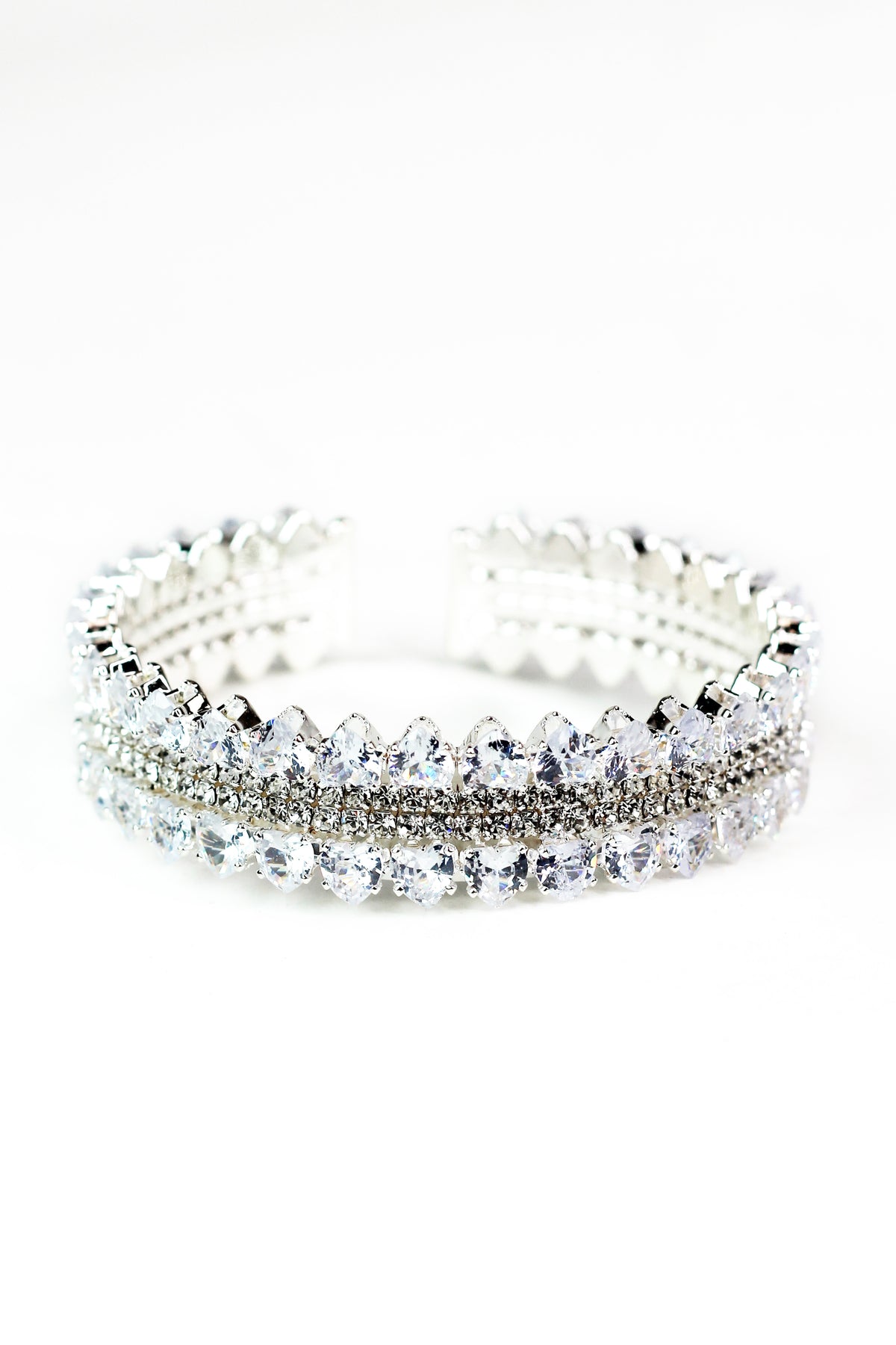 Heart Stones Trimmed Pave Cuff Bracelet