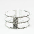 Spaced 3 Row & Rectangle Center Rhinestone Cuff