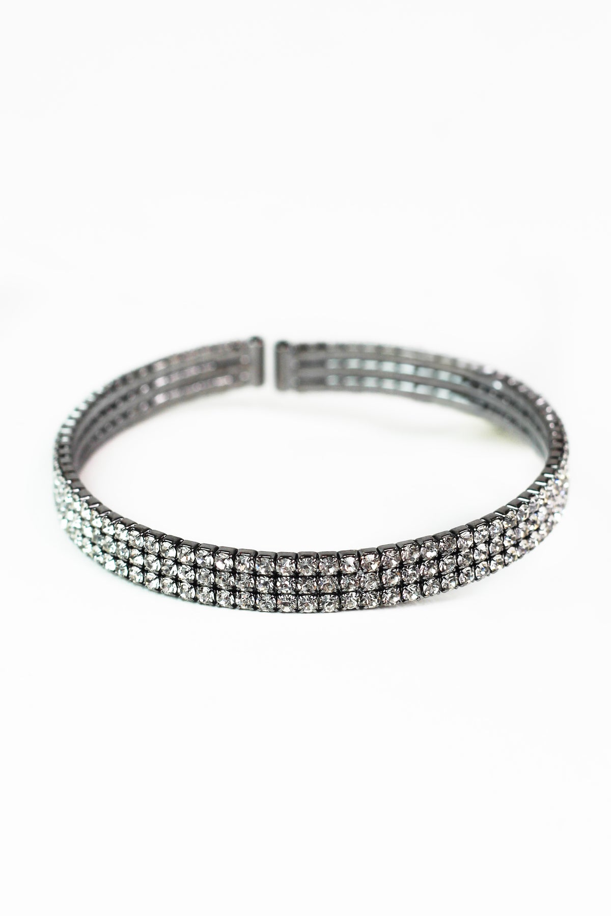 Thin Three Row Rhinestone Cuff