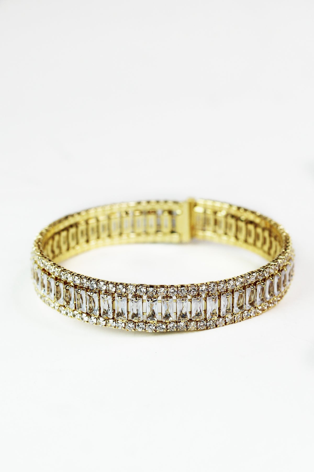 Baguette Row Middle Thin Rhinestone Cuff