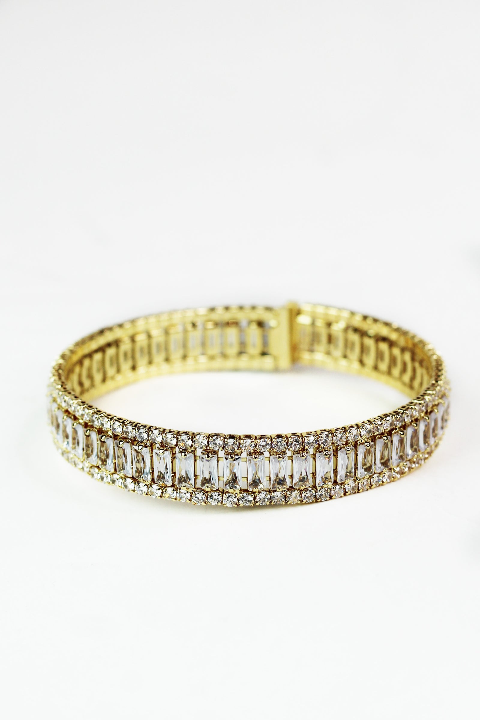 Baguette Row Middle Thin Rhinestone Cuff - Glitz & Ears Boutique