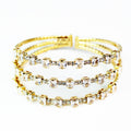 Lg & Sm Square Stones Spaced 3 Row Cuff