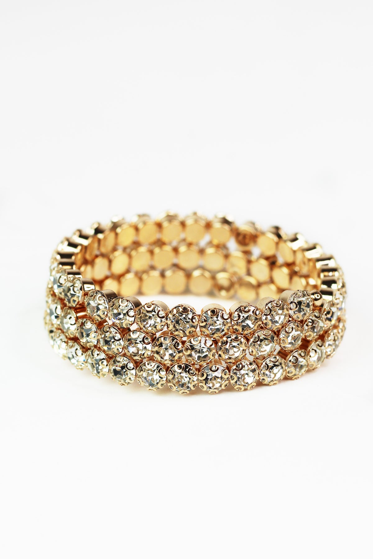 3 Row Lg Rhinestone Coil Bracelet
