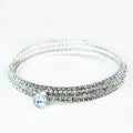 Thin 3 Row Rhinestone & Oval Center Coil Bracelet