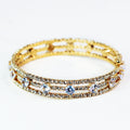 Rhinestone Coil Bracelet w/ Spaced Round Center Row